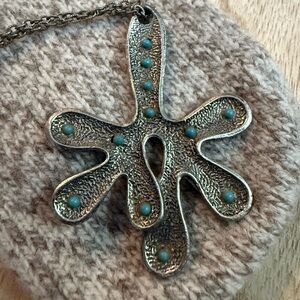 Abstract Pendant Necklace with Turquoise Accents